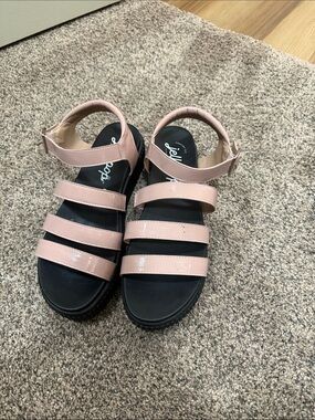 Jellypop Nude Pink Multi-Strap Platform Sandals